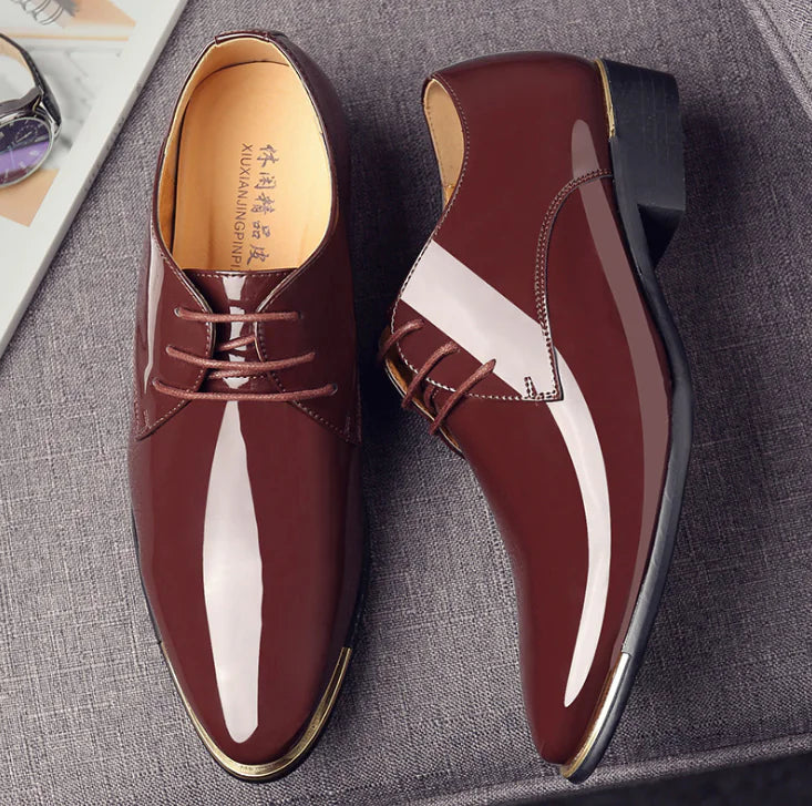 Men's Business Leather Shoes - Casual British Lace-Ups