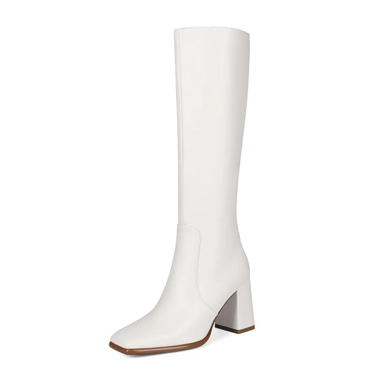 Chic Square Toe Knee High Boots