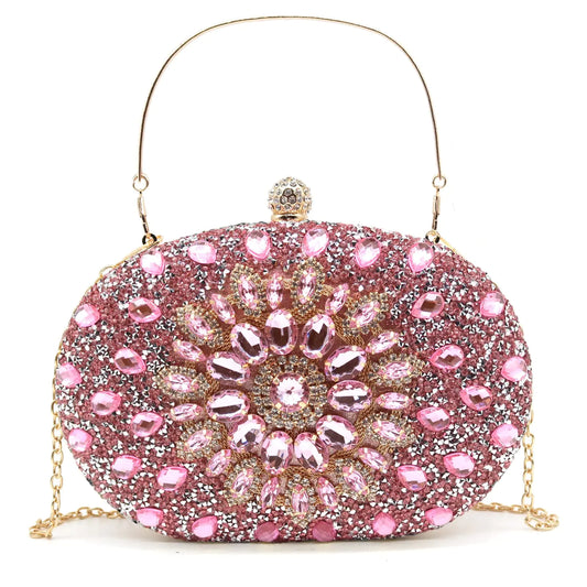 GlamSpark Rhinestone Evening Clutch - Glitter Bridal Party Wedding Purse