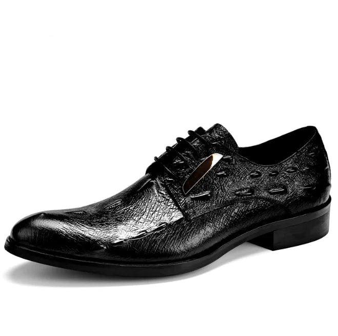 Men's Luxury Crocodile Pattern Leather Casual Shoes - Premium Dress Shoes