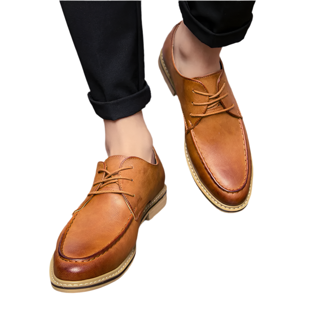 Men's Pointed Toe Leather Dress Shoes - Stylish Retro Oxford Shoes for Spring/Fall