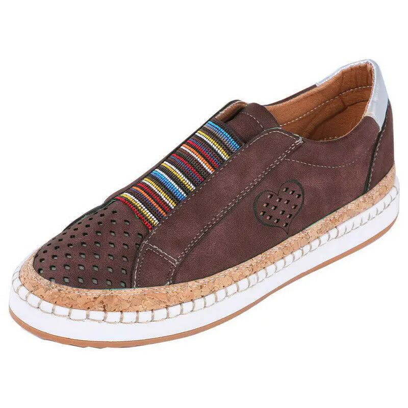 Women's Heart Design Flat Casual Shoes - Comfortable Breathable Footwear