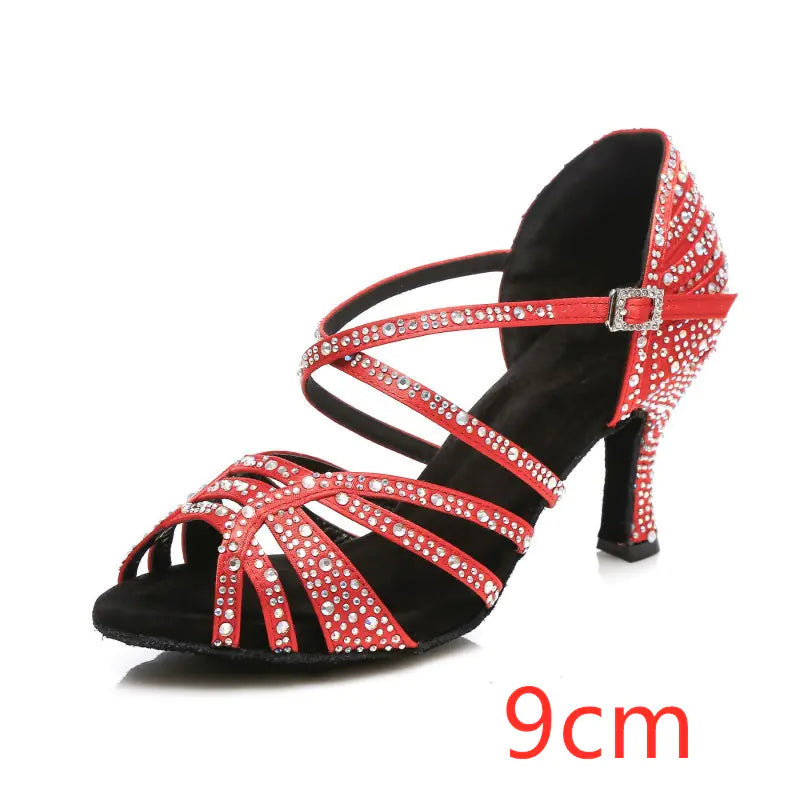 Women's Latin Dance Shoes - High Heel Ballroom Dancing Shoes with Silk Upper