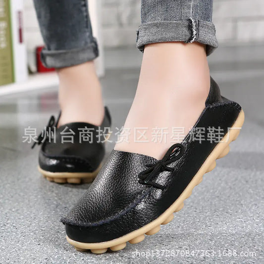 Plus Size Leather Casual Flat Shoes for Women
