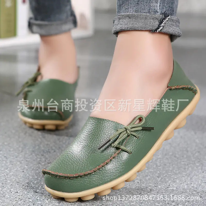 Plus Size Leather Casual Flat Shoes for Women