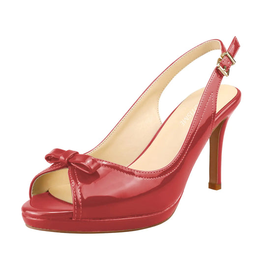 Women's Peep Toe Bowknot Platform Sandals - Stiletto High Heel Party Pumps