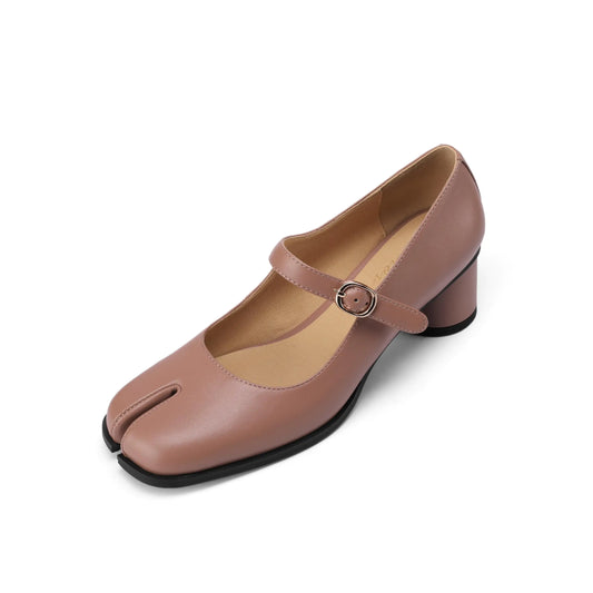 Cuctos Women's Split Toe Mary Jane Shoes - Chunky Block Heel Ankle Strap Pumps