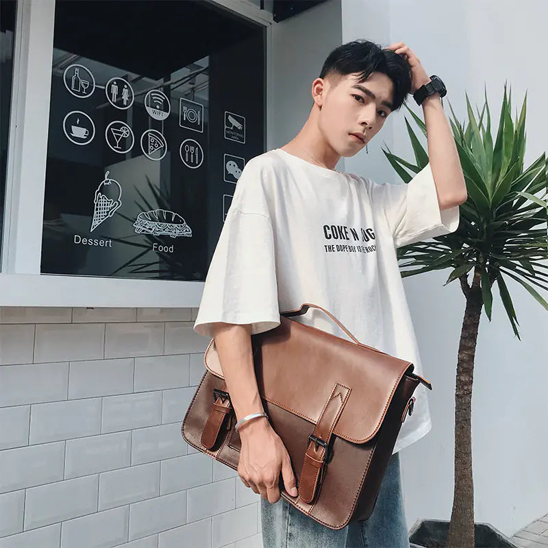 Vintage PU Leather Shoulder Bag for Men