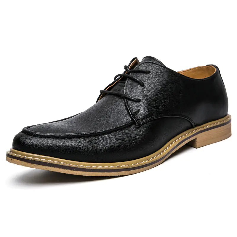 Men's Pointed Toe Leather Dress Shoes - Stylish Retro Oxford Shoes for Spring/Fall
