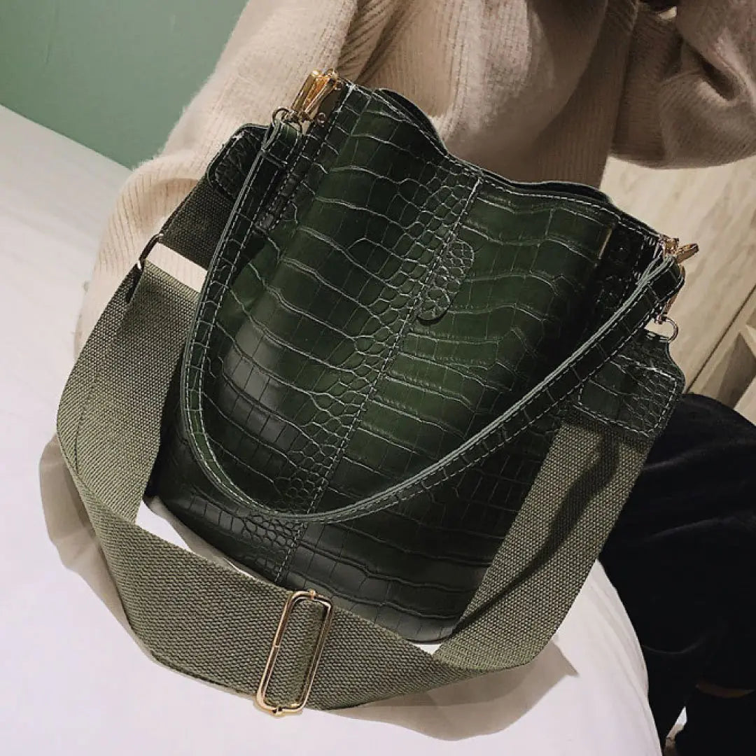 Olive Croc Blake Bucket Bag