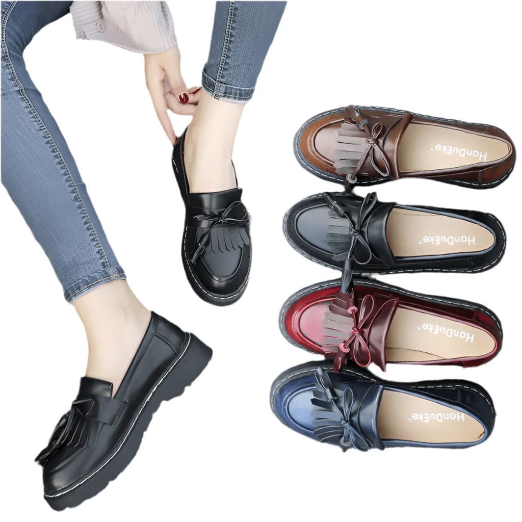Casual Leather Shoes, British Style, Large Size for Women - Gotaar