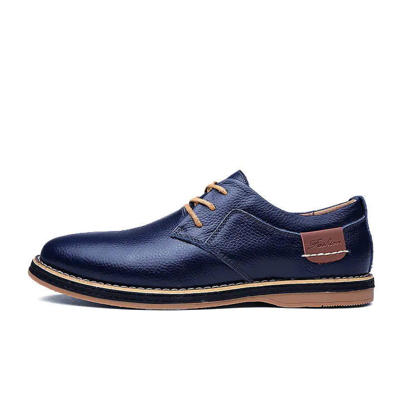 Men's Breathable Cowhide Leather Casual Shoes - Business Comfort Footwear