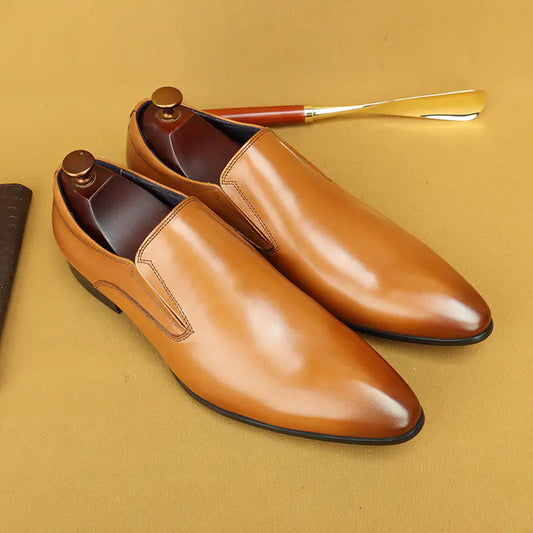 Men's Genuine Leather Business Casual Shoes - Anti-Slip Dress Shoes