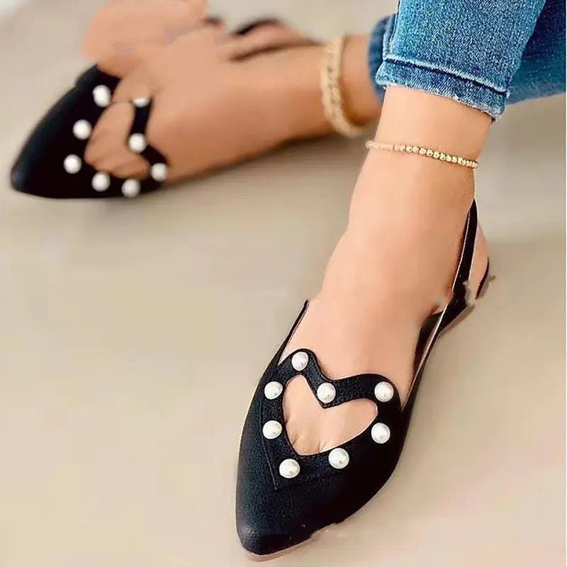 Pointed Toe Hollow Rhinestone Casual Flat Shoes for Women - Gotaar