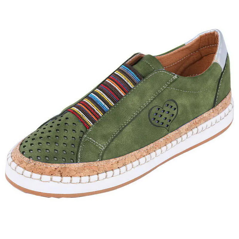 Women's Heart Design Flat Casual Shoes - Comfortable Breathable Footwear