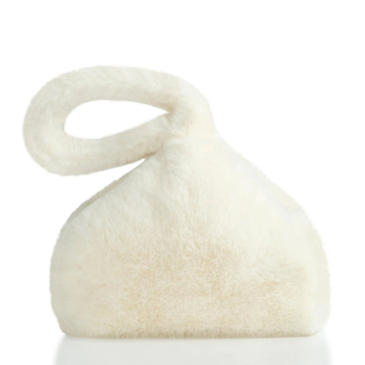 BABEYOND Faux Fur Clutch Purse - Fluffy Triangle Wristlet for Women