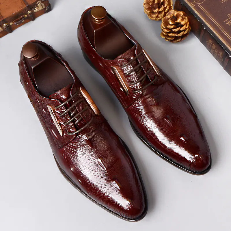 Men's Luxury Crocodile Pattern Leather Casual Shoes - Premium Dress Shoes