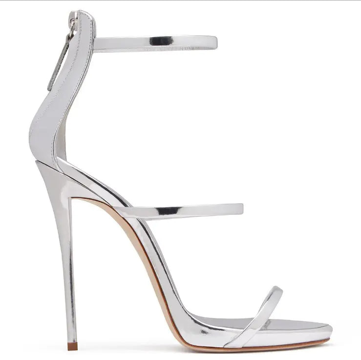 High Heels Catwalk Shoes for Women - Patent Leather Fish Mouth Ankle Strap Pumps