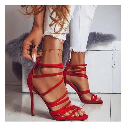 Strappy Open-Toe High Heel Roman Sandals for Women - Elegant Summer Party Shoes