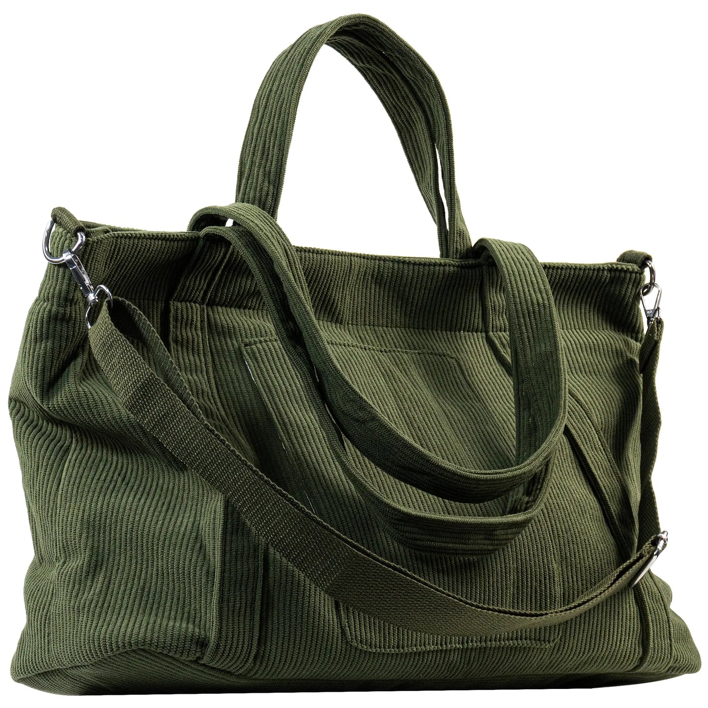 METALPHA Tote Bag for Women Large Work Corduroy Tote Bags Zippered Messenger Travel Bag Shoulder Crossbody Hobo Handbags (Green)