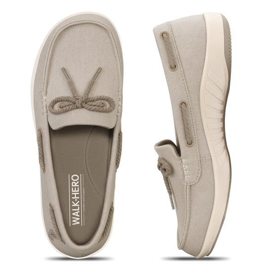 Comfort Glide Canvas Loafers - Women's Supportive Boat Shoes