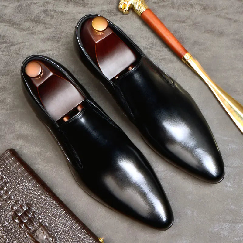 Men's Genuine Leather Business Casual Shoes - Anti-Slip Dress Shoes