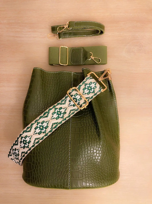 Olive Croc Blake Bucket Bag