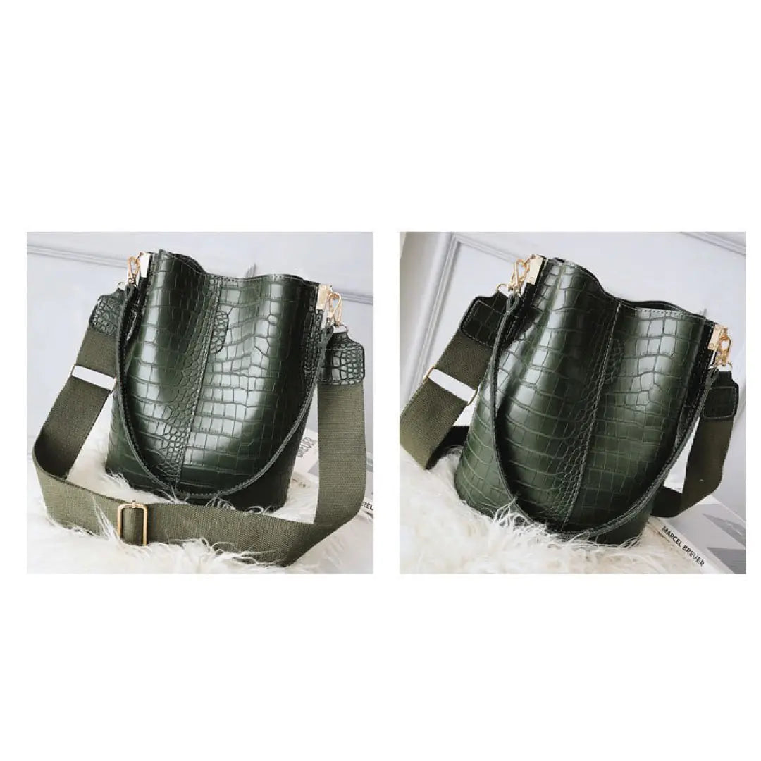 Olive Croc Blake Bucket Bag