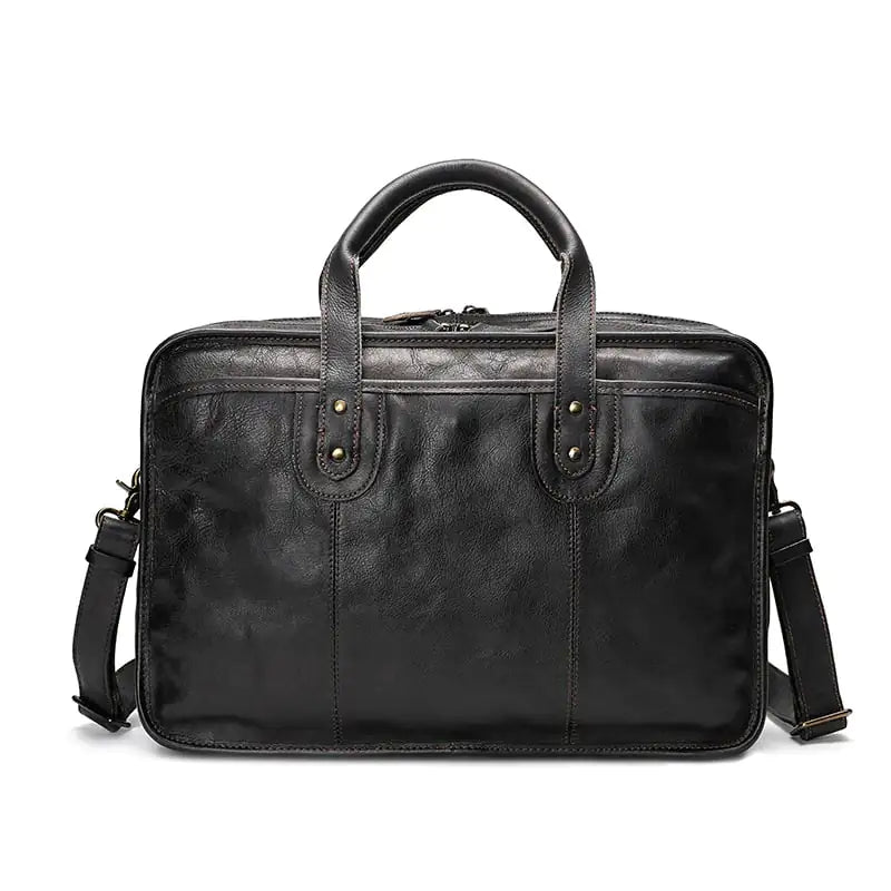 Vintage Leather Men's Briefcase with Large Capacity