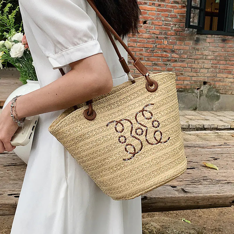 2025 Women's Straw Tote Bag - Large Summer Woven Bucket Bag | Gotaar