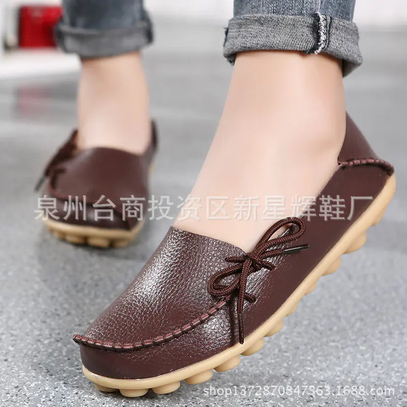 Plus Size Leather Casual Flat Shoes for Women