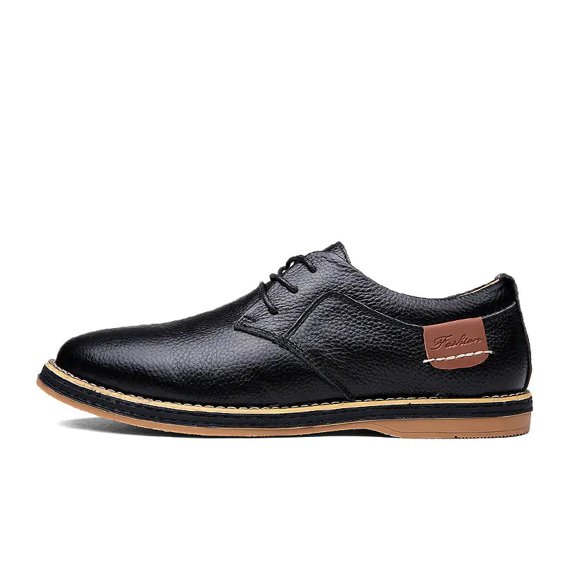 Men's Breathable Cowhide Leather Casual Shoes - Business Comfort Footwear