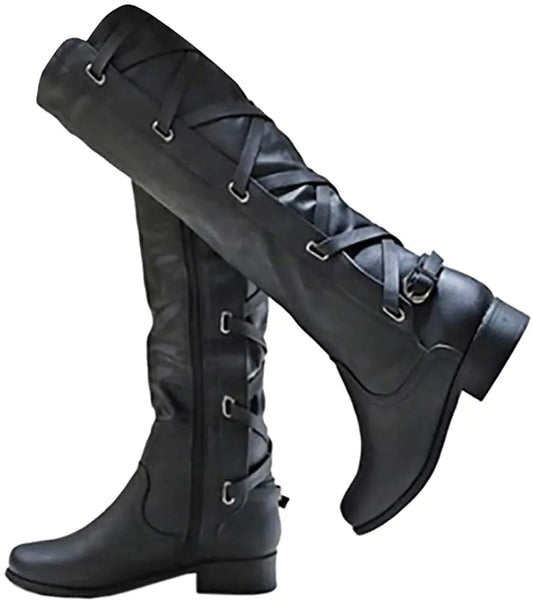 Women's Strappy Knee-High Riding Boots
