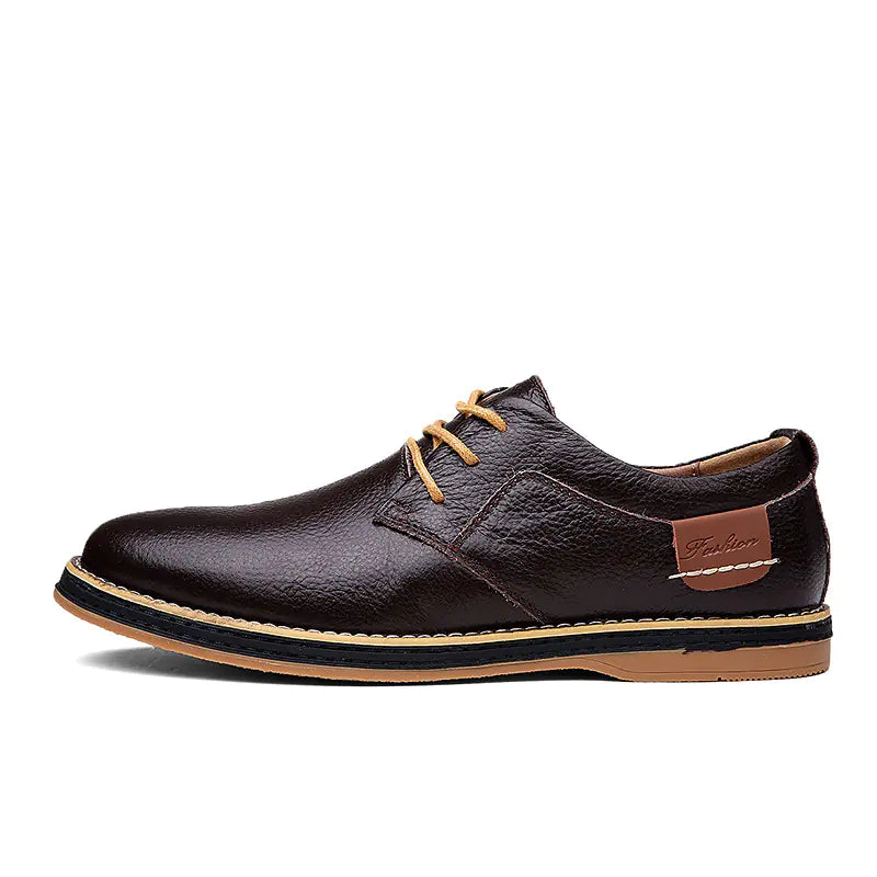 Men's Breathable Cowhide Leather Casual Shoes - Business Comfort Footwear