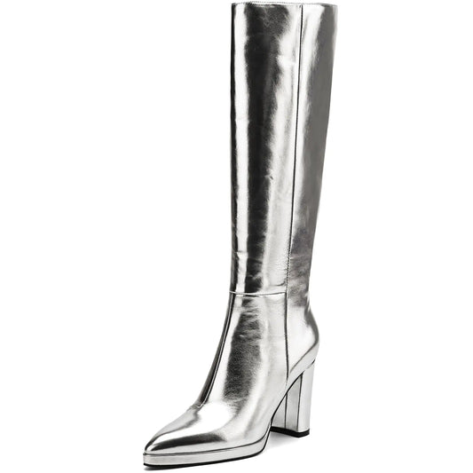 Silver Stellar Knee High Boots