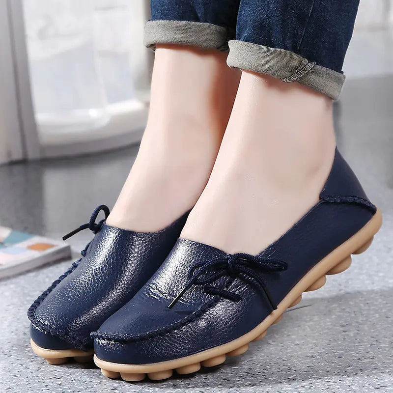 Plus Size Leather Casual Flat Shoes for Women