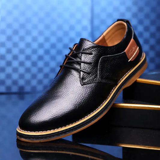 Men's Casual Leather Dress Shoes - British Style Oxford Loafers | Versatile & Stylish