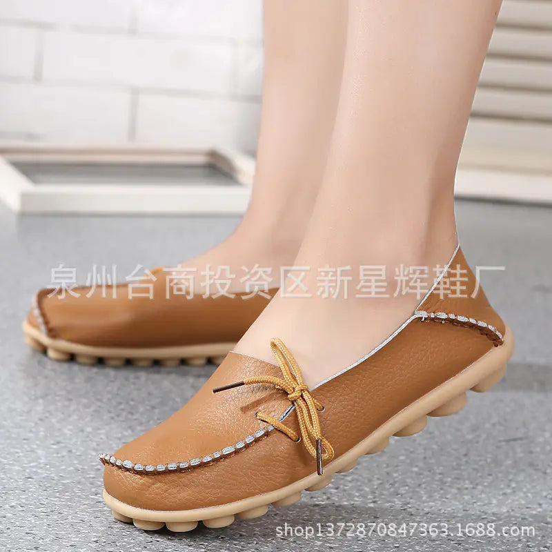 Plus Size Leather Casual Flat Shoes for Women