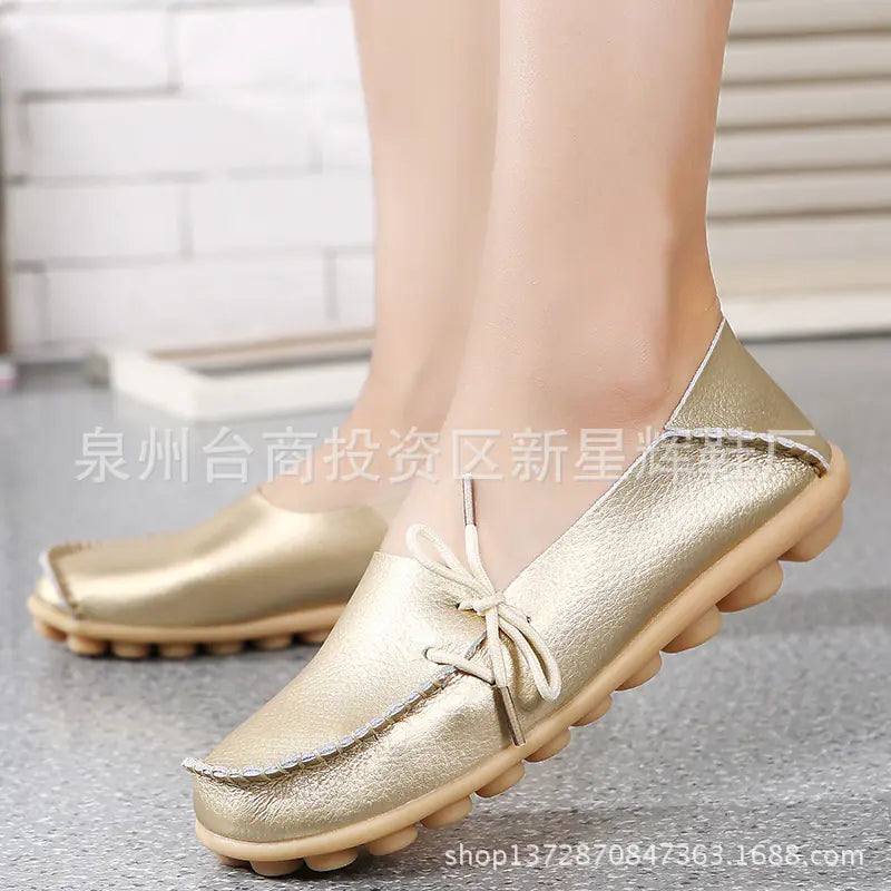 Plus Size Leather Casual Flat Shoes for Women