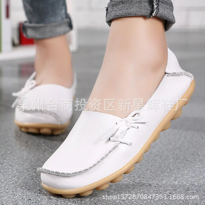 Plus Size Leather Casual Flat Shoes for Women