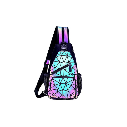 Chic Boutique Geometric Luminous Backpack - Holographic Reflective Bag