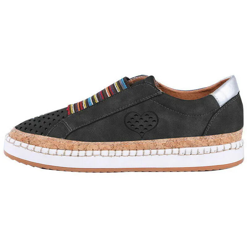 Women's Heart Design Flat Casual Shoes - Comfortable Breathable Footwear