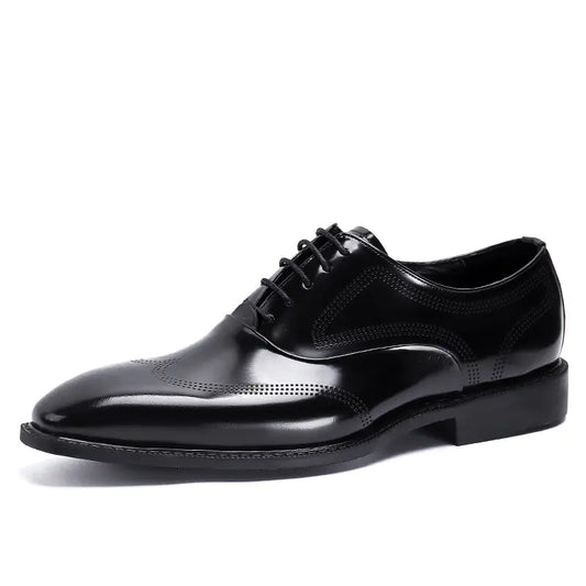 Men's British Leather Business Casual Shoes - Premium Cowhide Dress Shoes