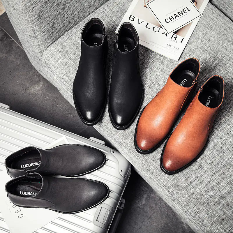 Men's Premium High-Top British Leather Boots - Martin Style Ankle Boots