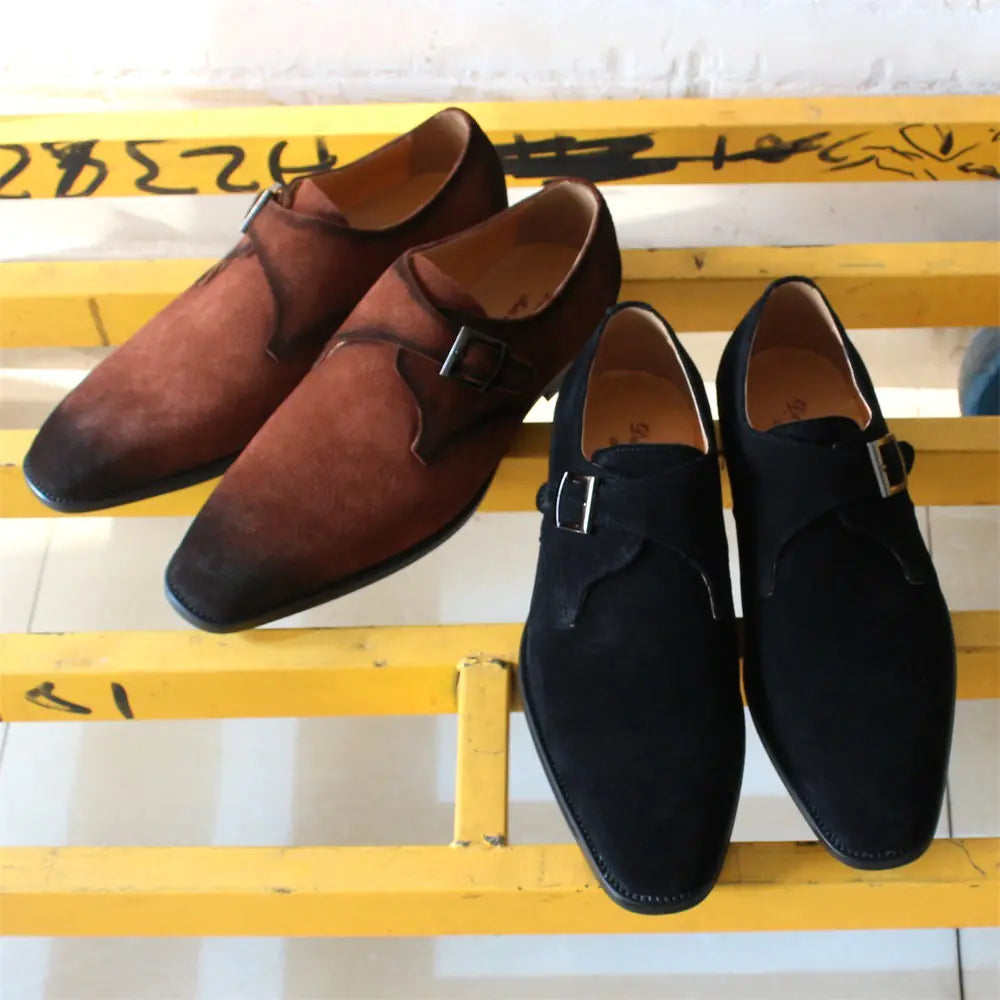 Handmade Suede Business Loafers - Premium Cowhide Men's Dress Shoes