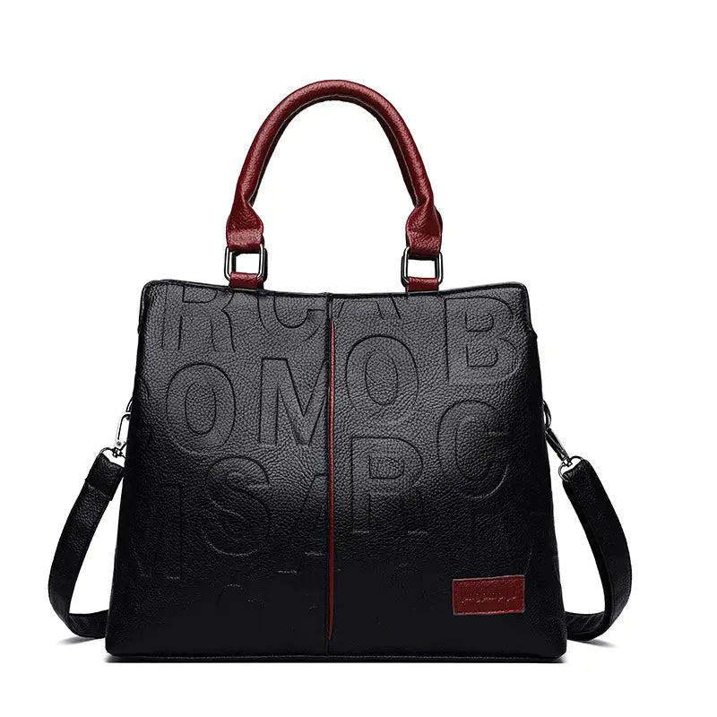 Women's Large Capacity Soft Leather Tote Bag - Embossed PU Handbag