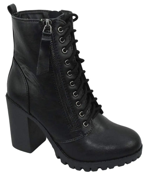 Soda Malia-S Women's Combat Ankle Boots - Chunky Heel Military Style Booties