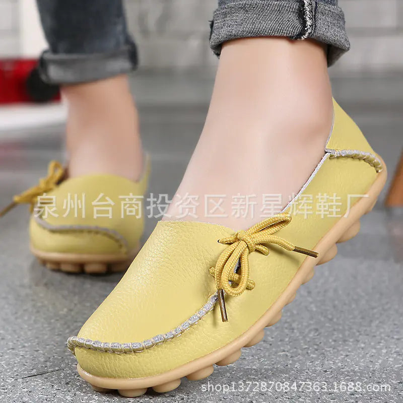 Plus Size Leather Casual Flat Shoes for Women
