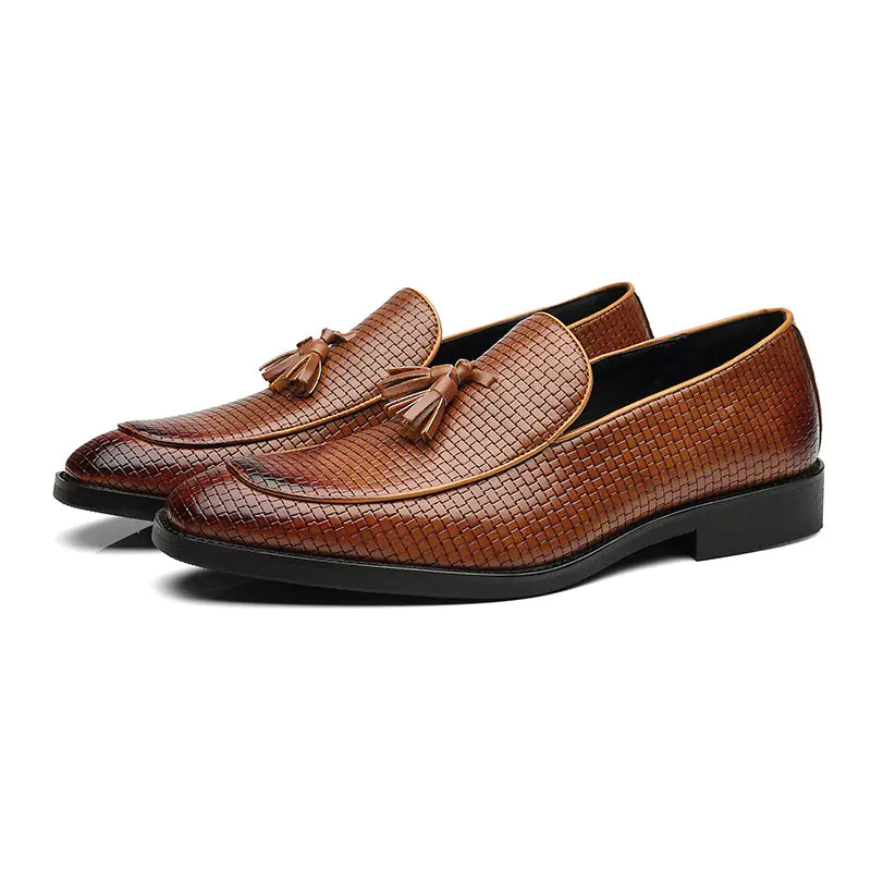 Men's Business Casual Moccasins - Pointed Toe Tassel Loafers