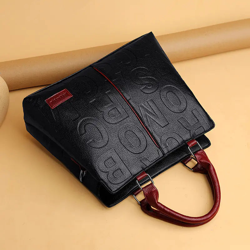Women's Large Capacity Soft Leather Tote Bag - Embossed PU Handbag